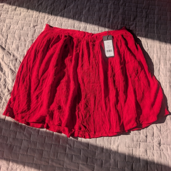 Dynamite Dresses & Skirts - Dynamite Mini Crinkle Textured Flare Skirt Bachata Red NWT